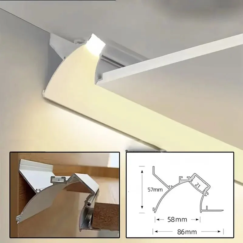 Profilé Aluminium Blanc 2m pour Ruban LED Double pour Faux-Plafond