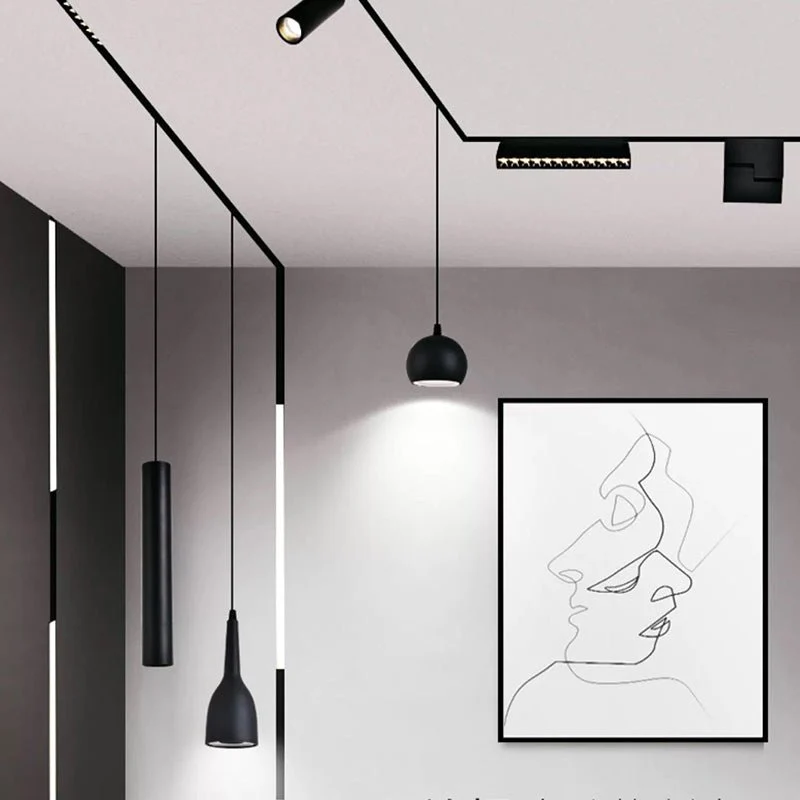 Luminaire Suspendu Rond pour Rail Magnétique 48V 10W Noir