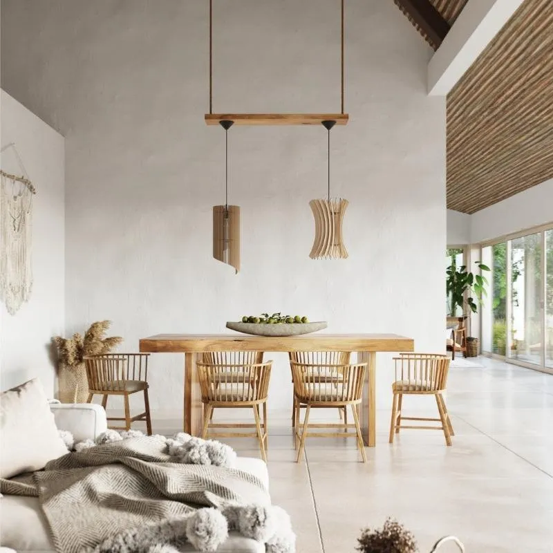 Suspension Bois Cylindre pour Ampoule E27