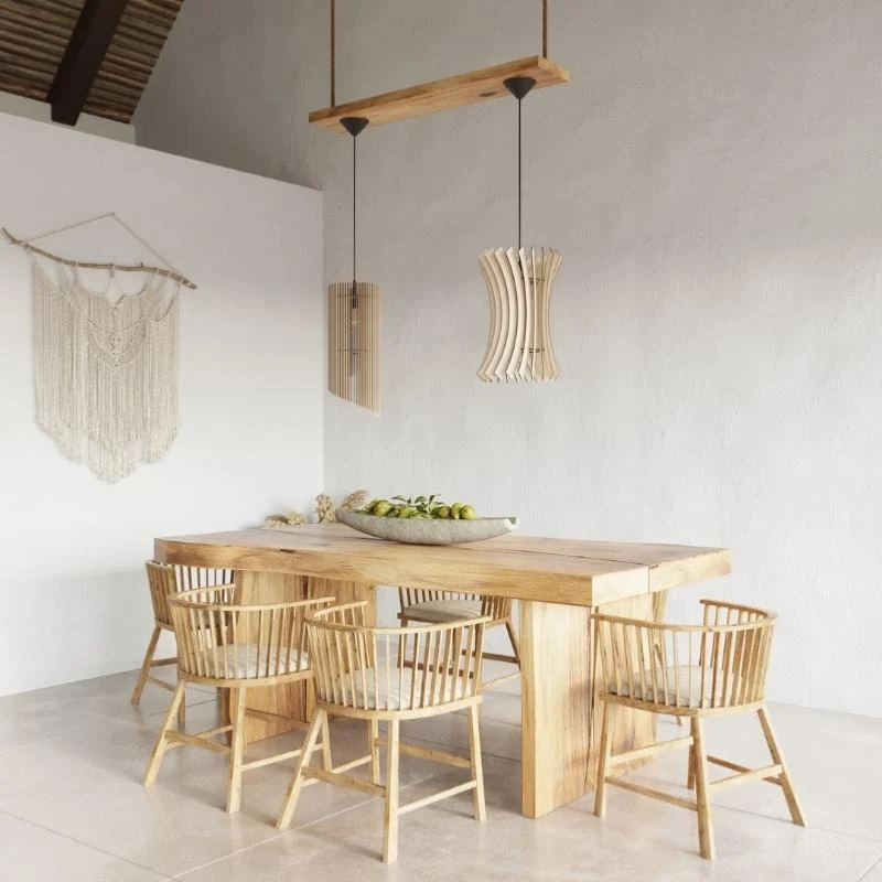 Suspension Bois Géométrique Design pour Ampoule E27
