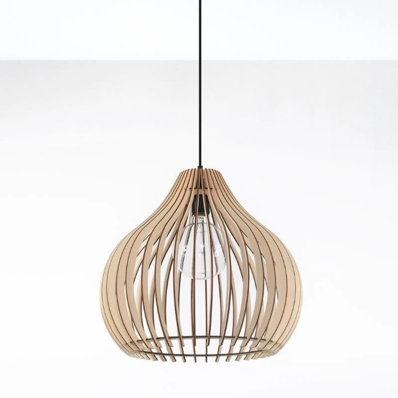 Suspension Bois Sphère pour Ampoule E27