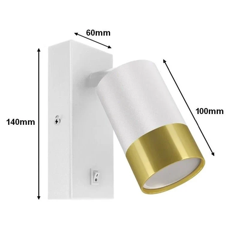 Applique Orientable avec Interrupteur BLANC et OR pour Ampoule GU10