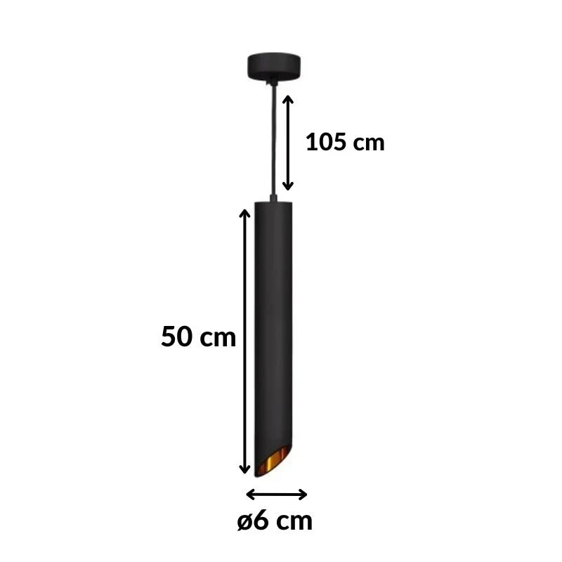 Suspension Luminaire Biseautée GU10 IP20 50cm Noir / Or