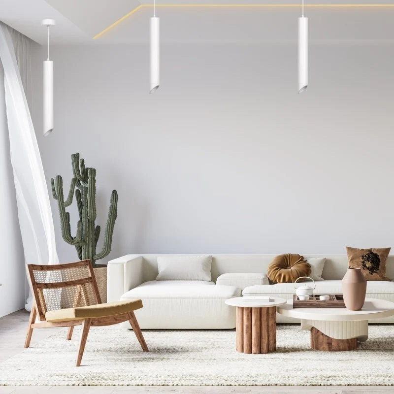 Suspension Luminaire Biseautée GU10 IP20 50cm Blanc