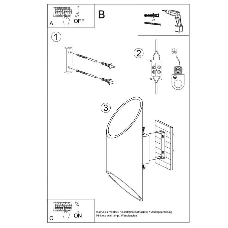 Applique Murale Tube Noir pour Ampoule G9