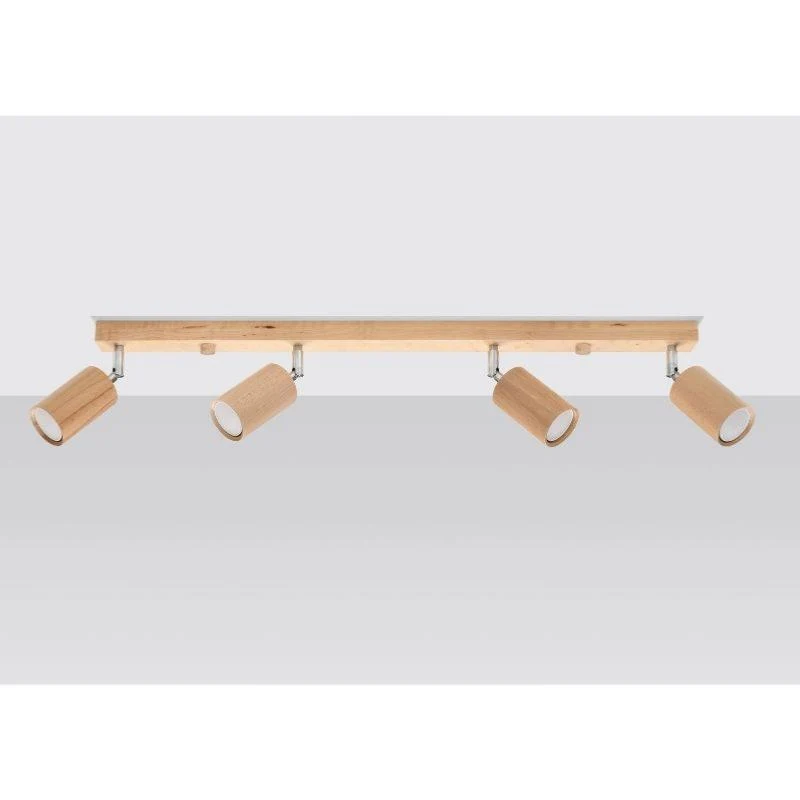 Plafonnier Bois Orientable pour 4 Ampoules GU10