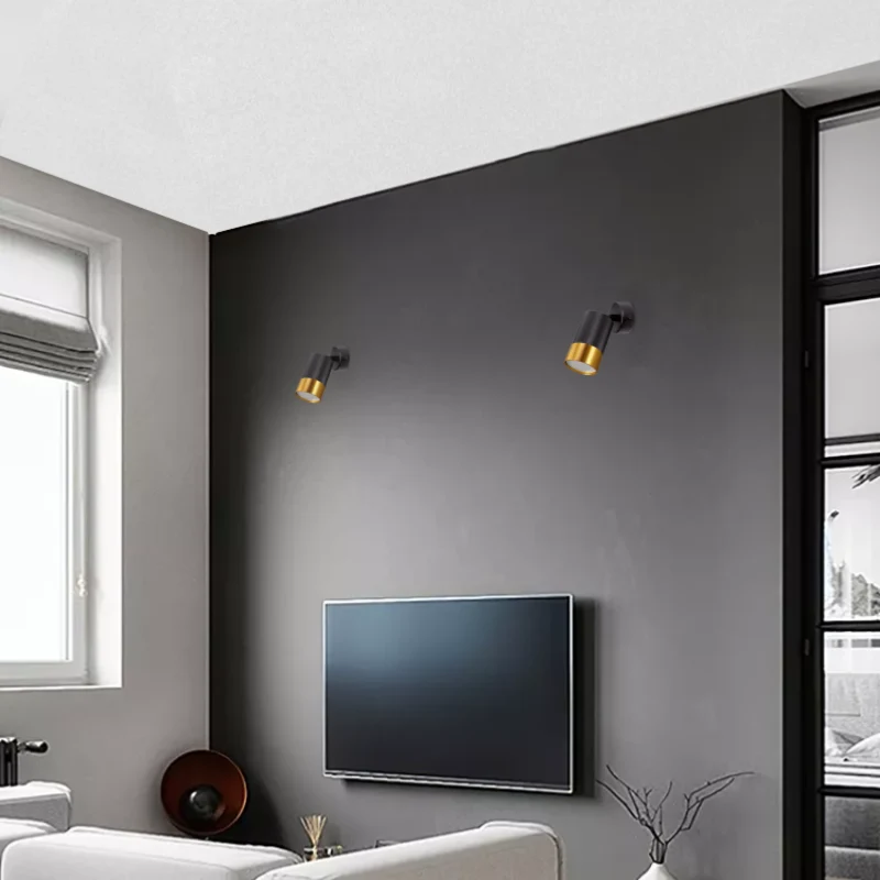 Spot en saillie Orientable NOIR et OR pour Ampoule GU10