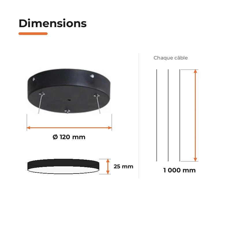 Kit de suspension pour Plafonnier - Noir