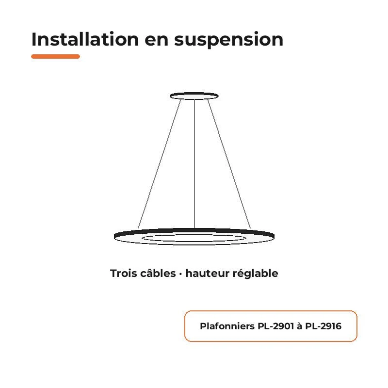 Kit de suspension pour Plafonnier - Noir