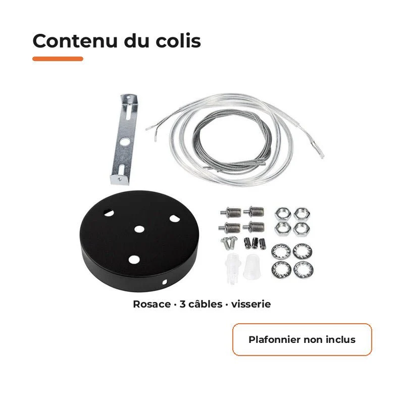 Kit de suspension pour Plafonnier - Noir