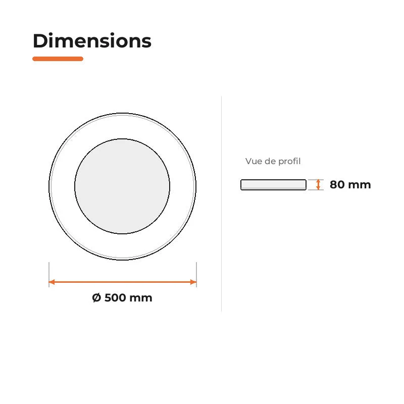 Plafonnier LED Blanc Rond 36W 50cm