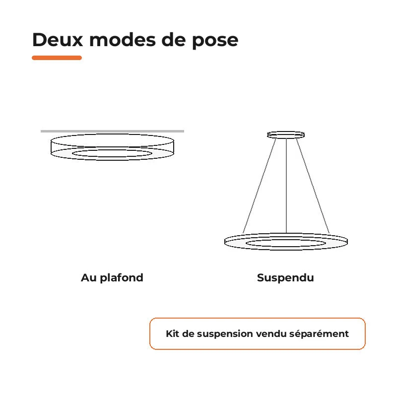 Plafonnier LED Blanc Rond 36W 50cm