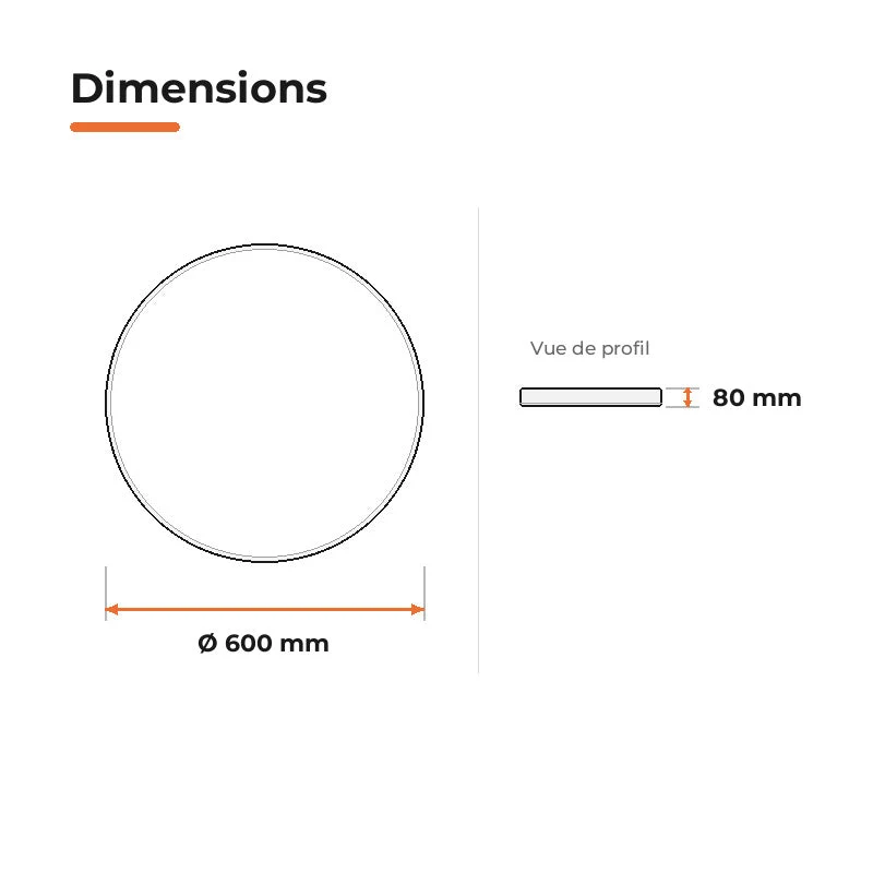 Plafonnier LED Blanc 54W 60cm