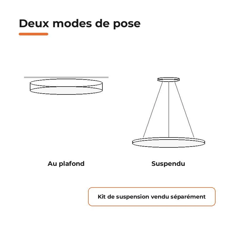 Plafonnier LED Blanc 54W 60cm