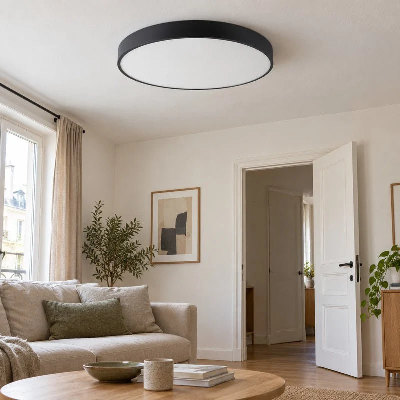 Plafonnier LED Noir 54W 60cm