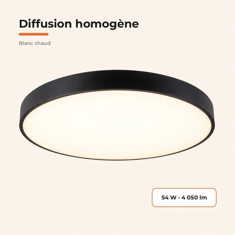 Plafonnier LED Noir 54W 60cm