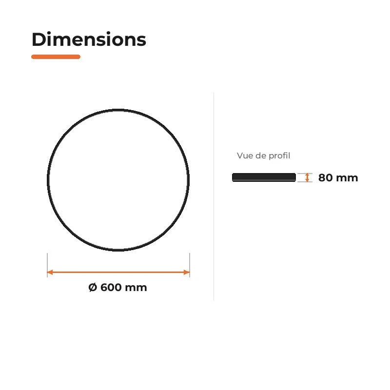 Plafonnier LED Noir 54W 60cm