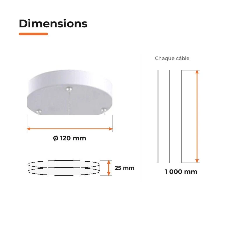 Kit de suspension pour Plafonnier - Blanc
