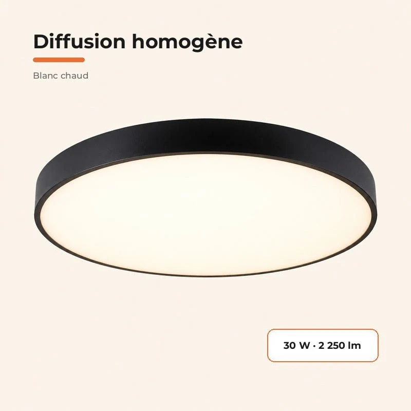 Plafonnier LED Noir 30W 40cm