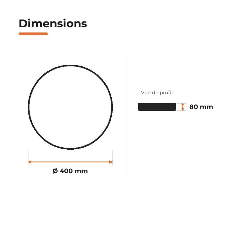 Plafonnier LED Noir 30W 40cm
