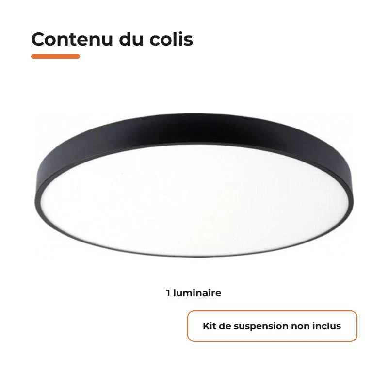 Plafonnier LED Noir 30W 40cm