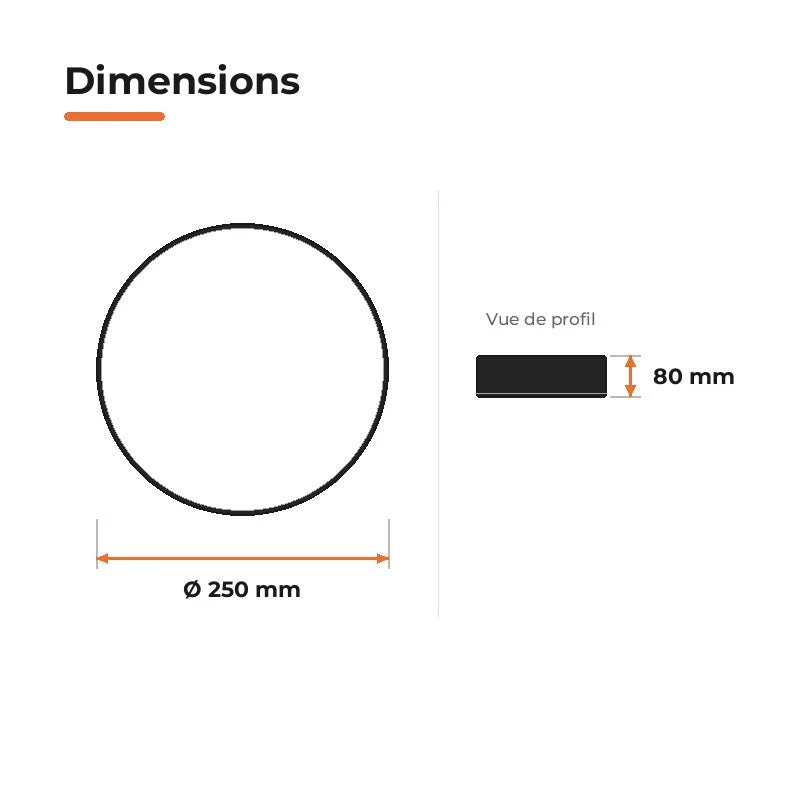 Plafonnier LED Noir 18W 25cm