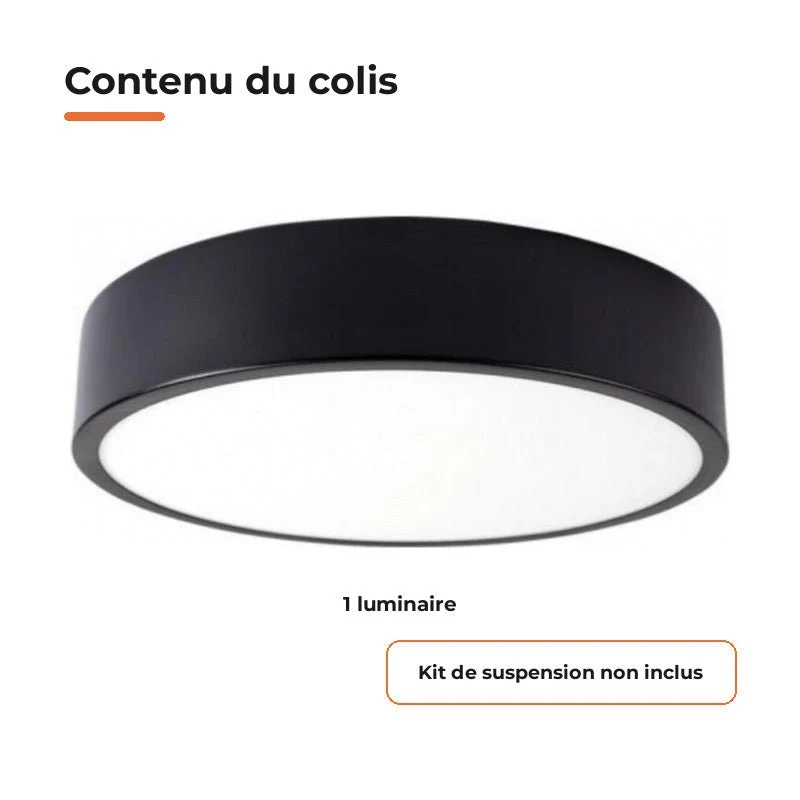 Plafonnier LED Noir 18W 25cm