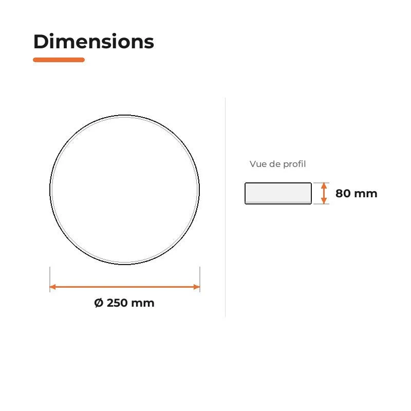 Plafonnier LED Blanc 18W 25cm