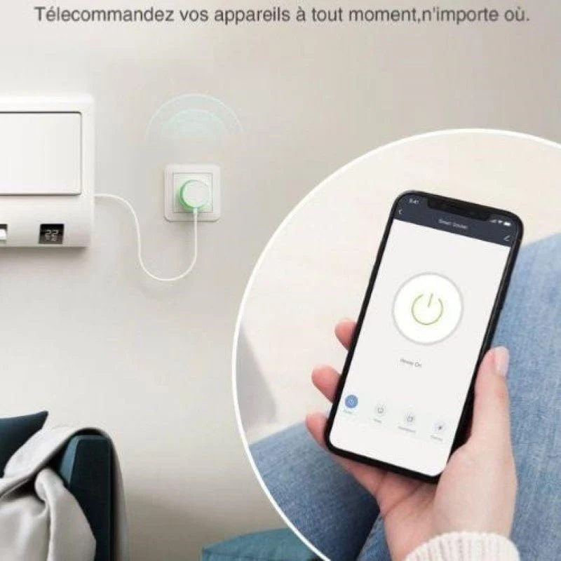 Prise Connectée Intelligente WiFi 2.4GHz 16A Blanche + 2 Ports USB 2.1A (Lot de 2)