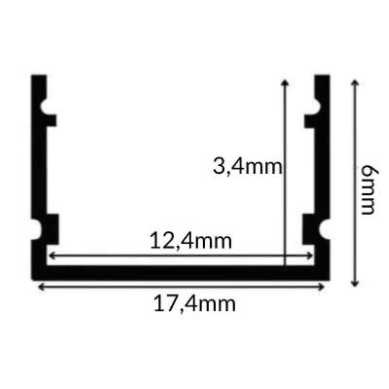Profilé Aluminium 2m Noir pour Ruban LED - Cache Opaque Noir