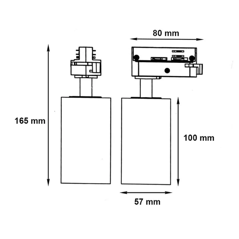 Spot LED sur Rail 80° Triphasé BLANC pour Ampoule GU10