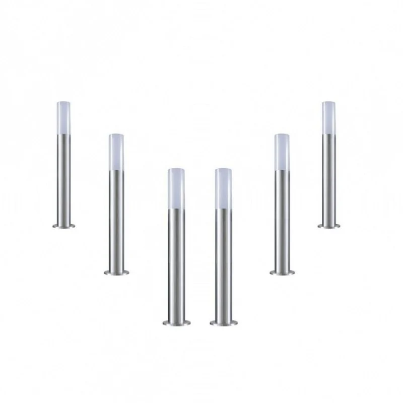 Borne Extérieure 60cm 220V IP65 ARGENT pour Ampoule E27 - Pack de 6