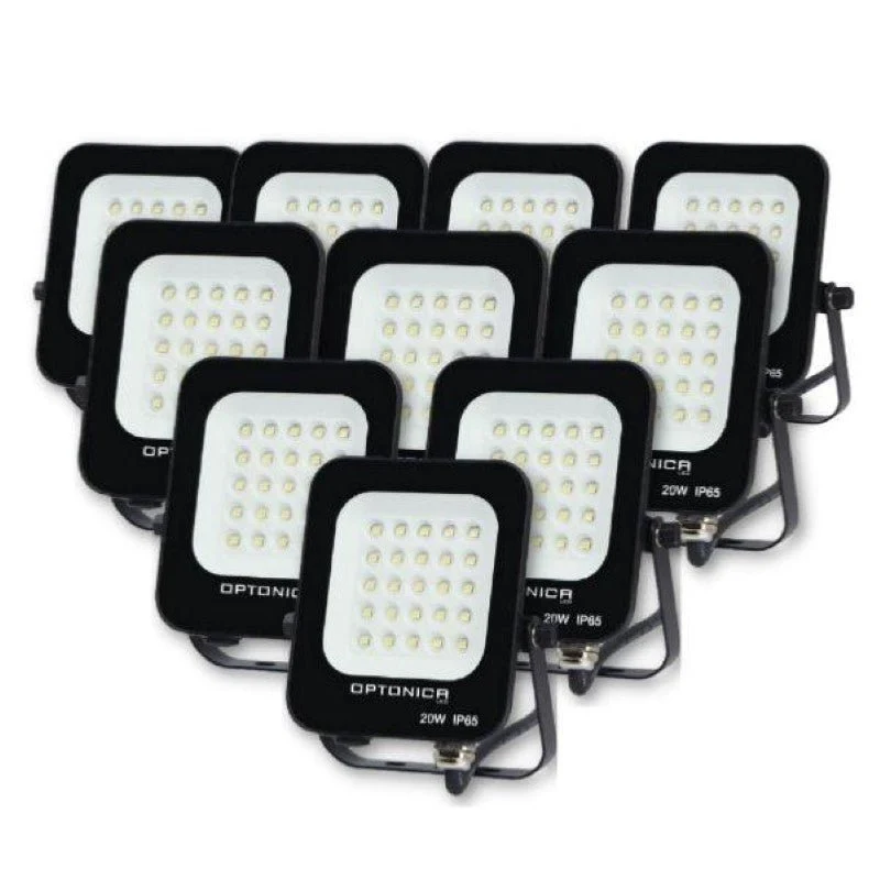 Projecteur LED Extérieur SMD 20W IP65 Noir - Pack de 10
