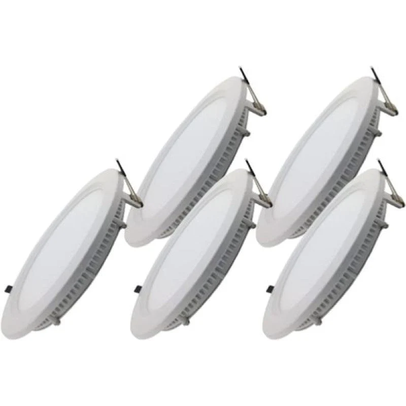 Pack de 5 - Spot LED Extra Plat Rond 24W Blanc