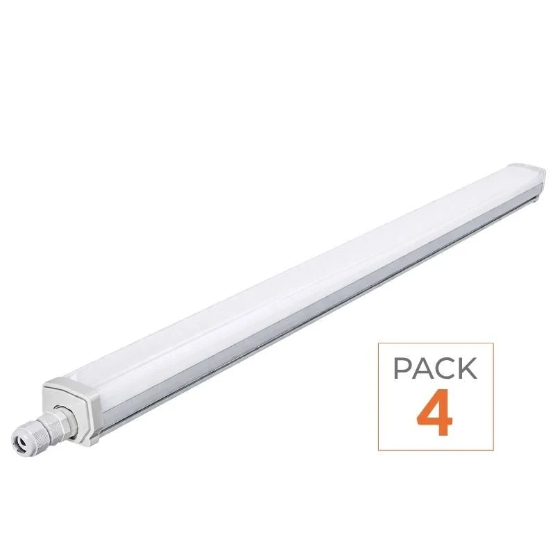 Pack de 4 - Réglette LED étanche 120cm 36W IP65 Interconnectable