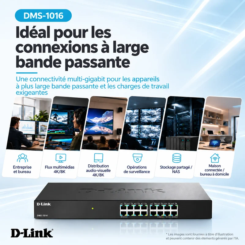 D-Link 16-Port 2.5GbE Multi-Gigabit Unmanaged Ethernet Switch - DMS-1016