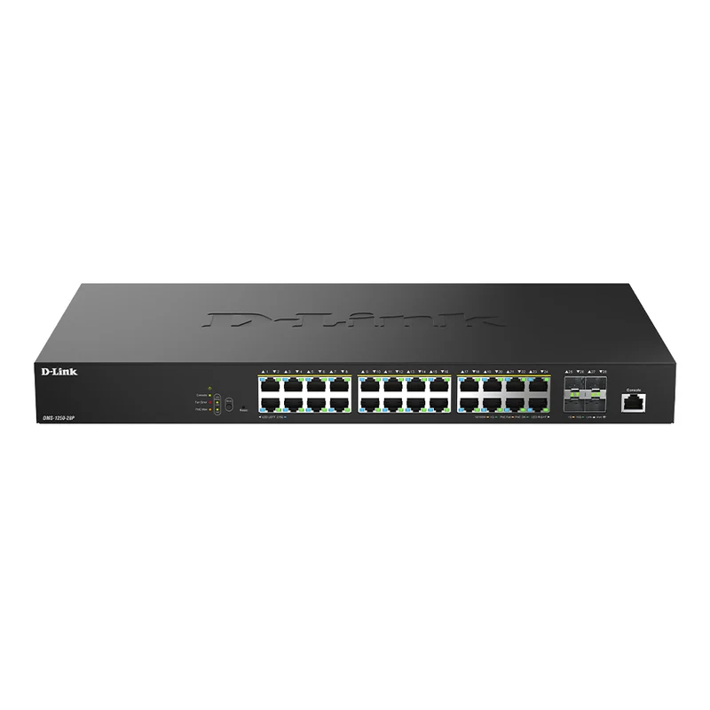 28-Port Multi-Gigabit Smart Managed PoE Switch with 4 10G SFP+ & 24 2.5G PoE Ports - DMS-1250-28P