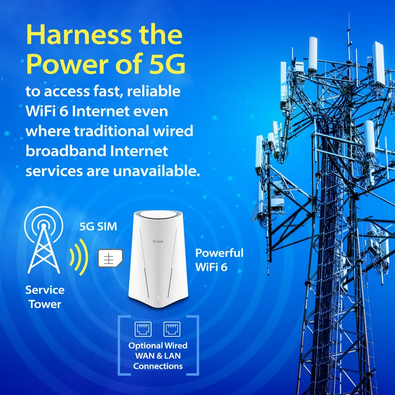 D-Link AX3000 5G NR Cellular Gateway WiFi 6 Router (G530) Optimized High-Gain Antennas | Dual-WAN Failover | Works with Rogers, Bell & Telus | Certified with PTCRB