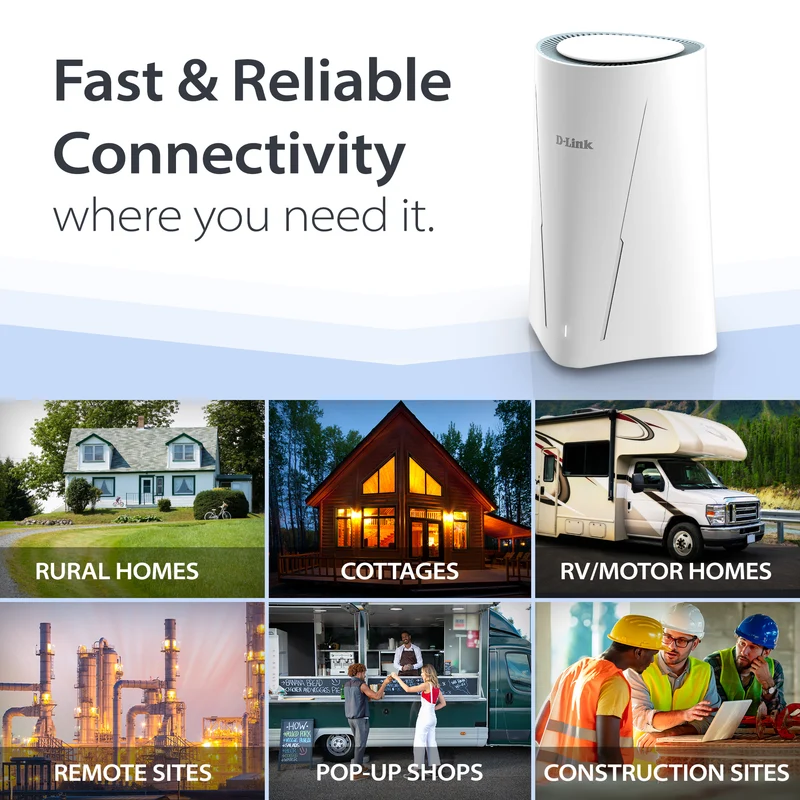 D-Link AX3000 5G NR Cellular Gateway WiFi 6 Router (G530) Optimized High-Gain Antennas | Dual-WAN Failover | Works with Rogers, Bell & Telus | Certified with PTCRB