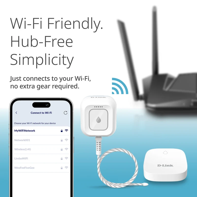 D-Link Expandable Smart Wi-Fi Water Leak Sensor Starter Kit (SW-A11KT) plus D-Link Wi-Fi Smart Plug (PM-01M) - Special Bundle