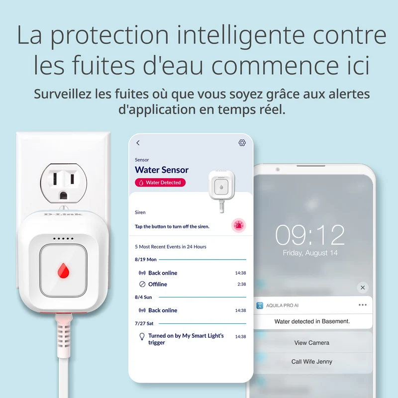 D-Link Expandable Smart Wi-Fi Water Leak Sensor Starter Kit (SW-A11KT) plus D-Link Wi-Fi Smart Plug (PM-01M) - Special Bundle