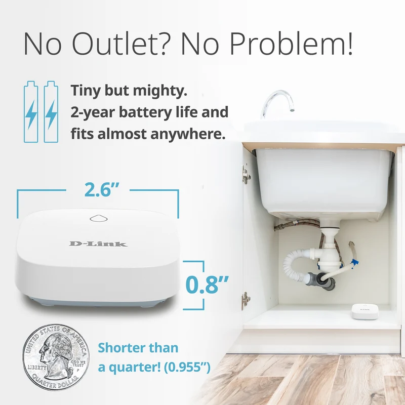 D-Link Expandable Smart Wi-Fi Water Leak Sensor Starter Kit (SW-A11KT) plus D-Link Wi-Fi Smart Plug (PM-01M) - Special Bundle