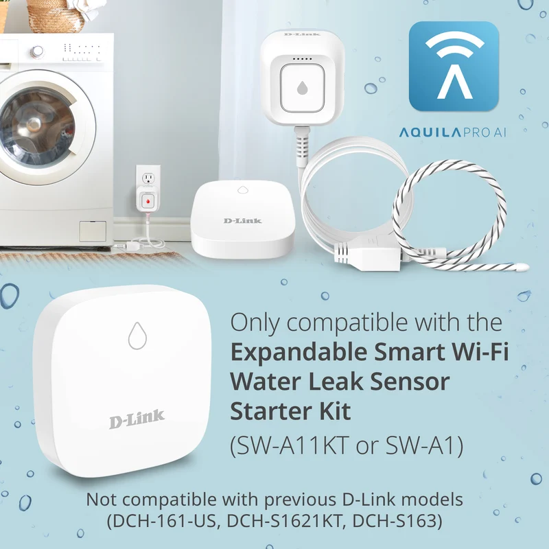 D-Link Expandable Smart Wi-Fi Water Leak Sensor Starter Kit (SW-A11KT) plus D-Link Wi-Fi Smart Plug (PM-01M) - Special Bundle