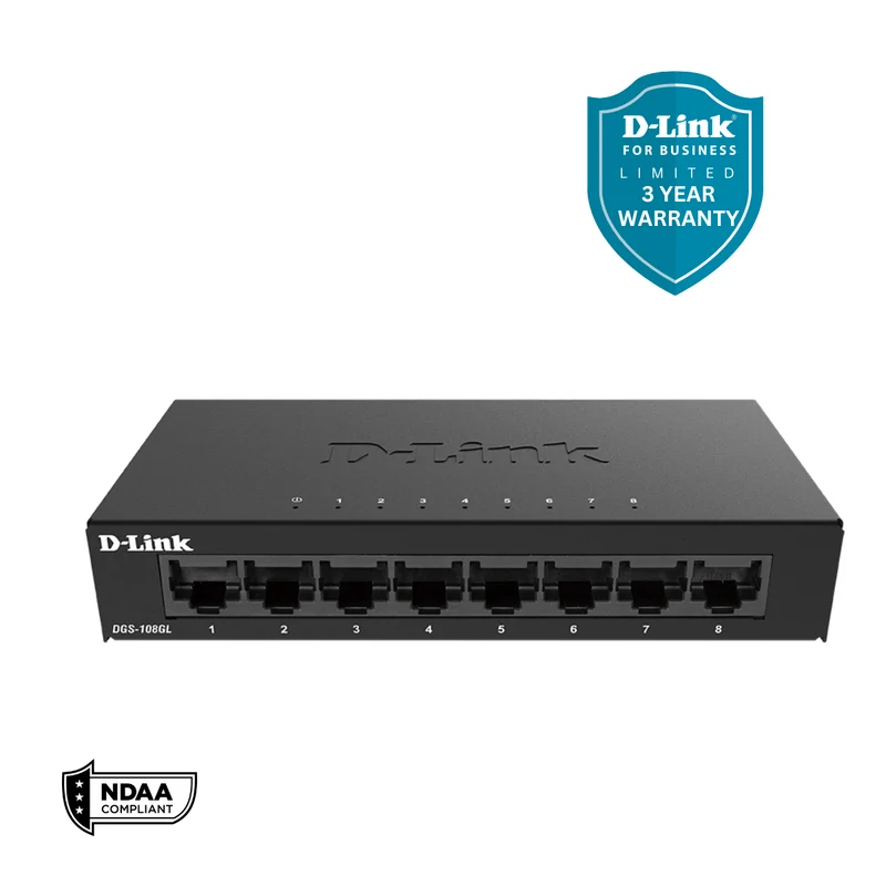 8 Port Gigabit Metal Unmanaged Desktop Switch - DGS-108GL