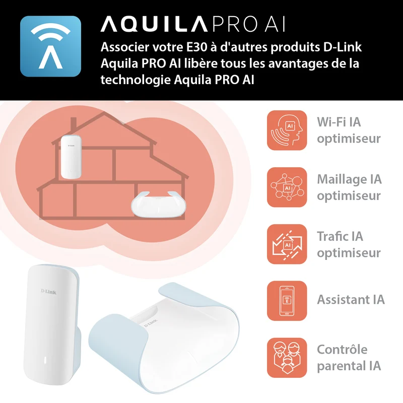 [Certified Open Box] AQUILA PRO AI AX3000 Wi-Fi 6 Smart Mesh Extender - E30/RE
