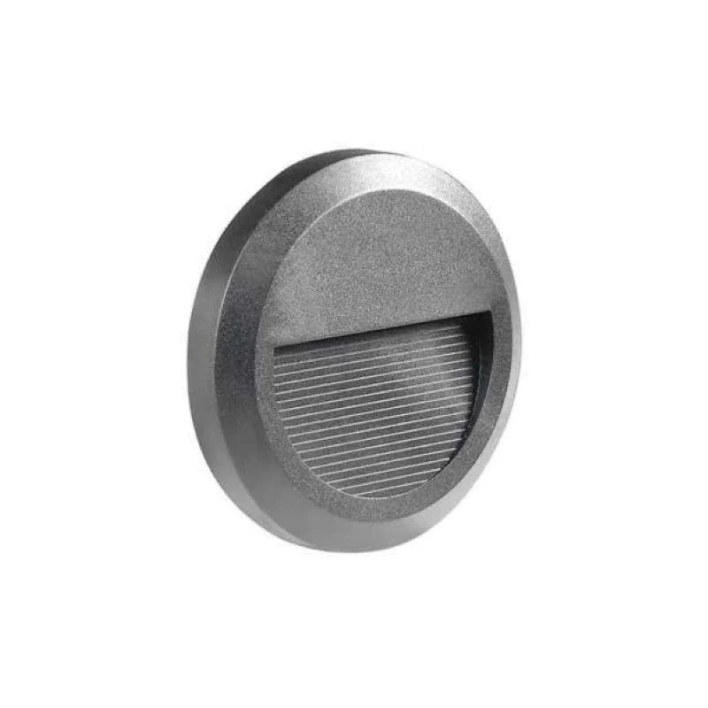 Balise LED Saillie Ronde 2W 220V 55° Grise IP65 pour Escaliers