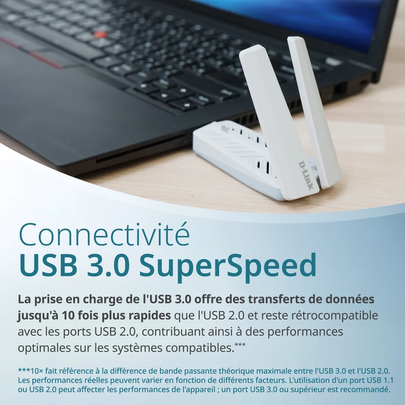 D-Link BE6500 Tri-Band Wi-Fi 7 Wireless USB 3.0 Adapter (AE65U) for Desktop or Laptop PC