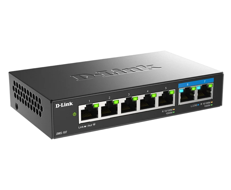 [Certified Refurbished] 7-Port Multi-Gigabit Unmanaged Switch - DMS-107/RE