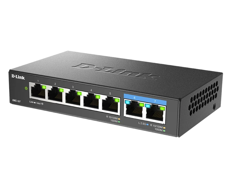 [Certified Refurbished] 7-Port Multi-Gigabit Unmanaged Switch - DMS-107/RE