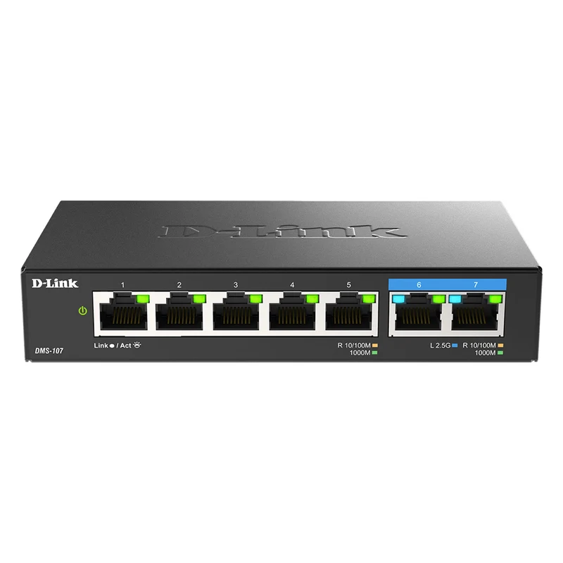 [Certified Refurbished] 7-Port Multi-Gigabit Unmanaged Switch - DMS-107/RE